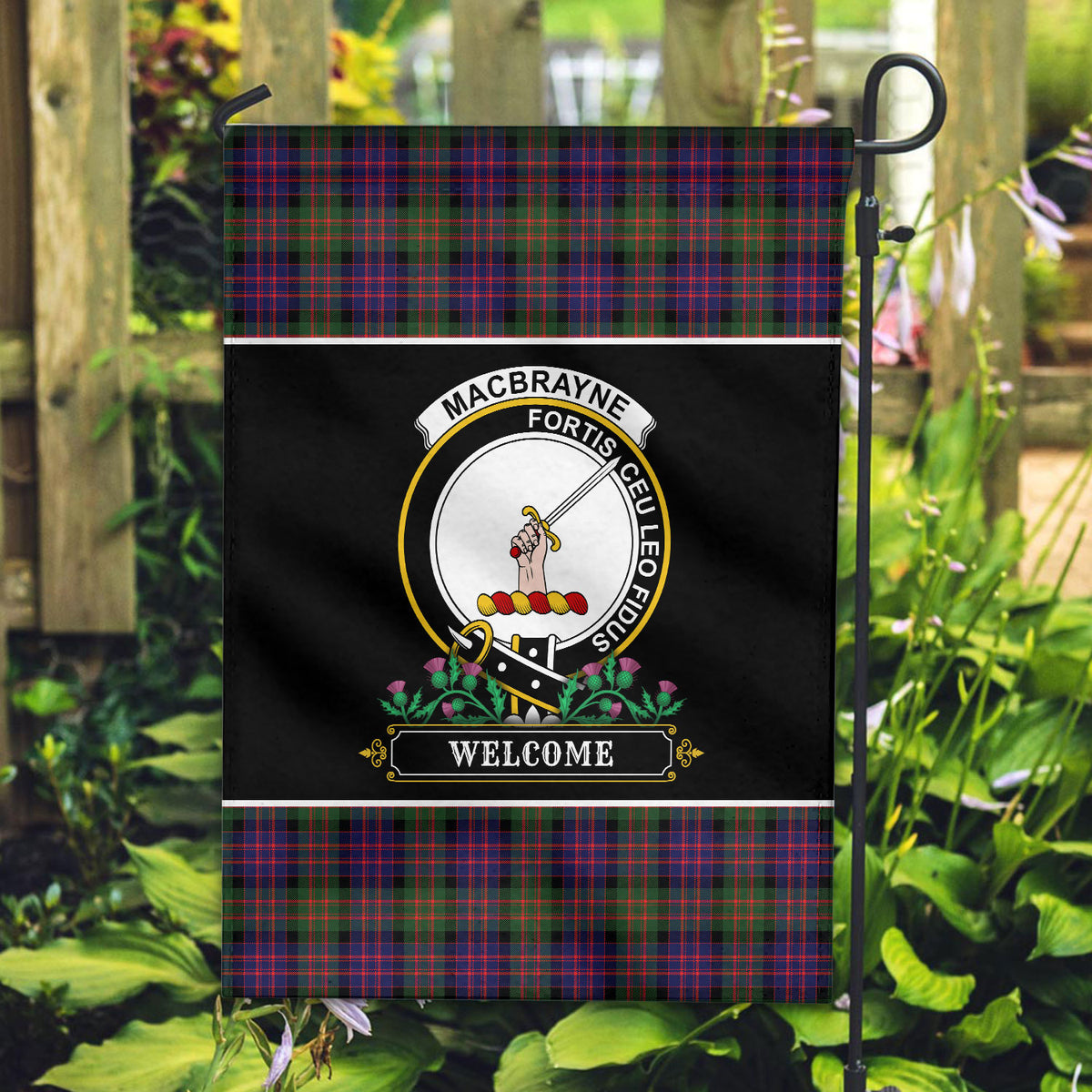 MacBrayne Tartan Crest Garden Flag - Welcome Style