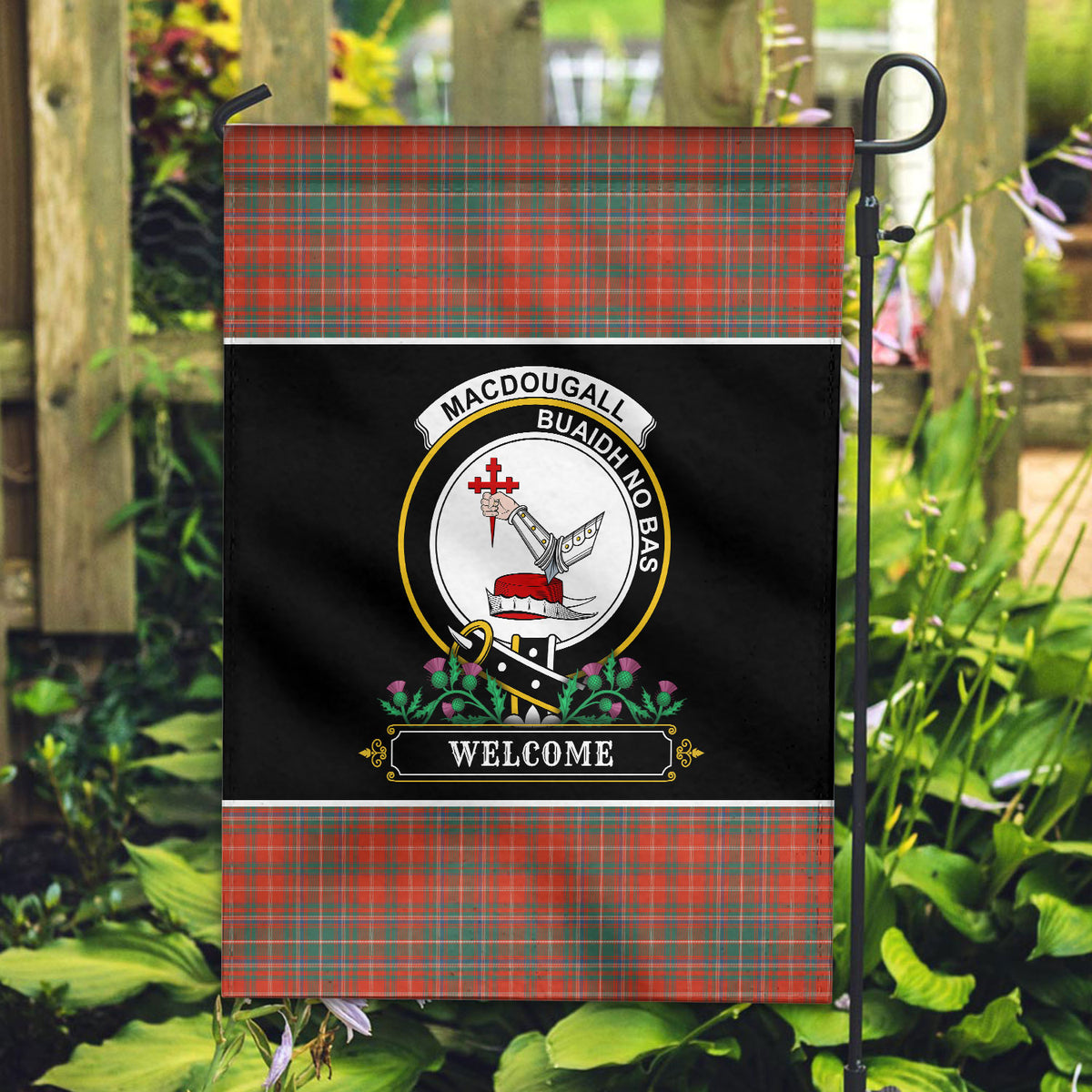 MacDougall Ancient Tartan Crest Garden Flag - Welcome Style