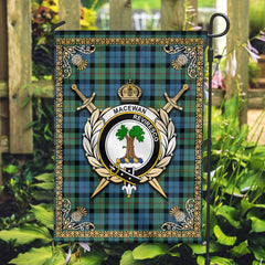 MacEwan Ancient Tartan Crest Garden Flag - Celtic Thistle Style