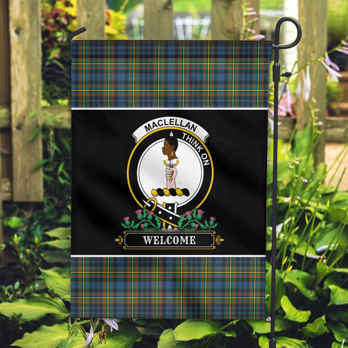 MacLellan Ancient Tartan Crest Garden Flag - Welcome Style