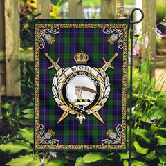 Mitchell Tartan Crest Garden Flag - Celtic Thistle Style