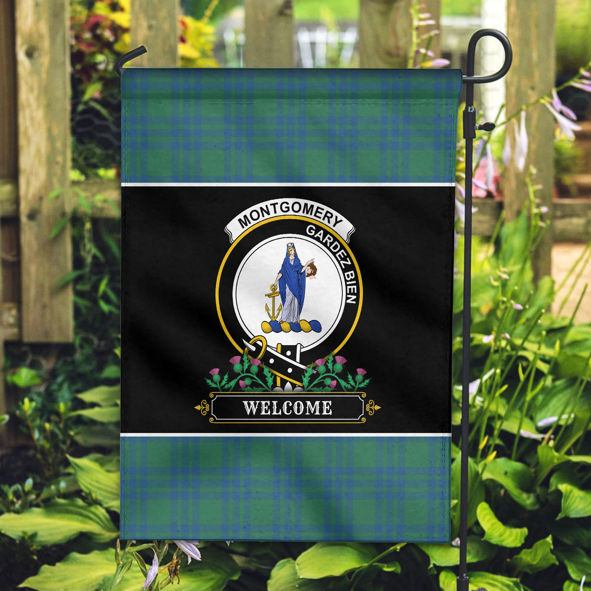 Montgomery Ancient Tartan Crest Garden Flag - Welcome Style