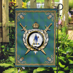 Montgomery Ancient Tartan Crest Garden Flag - Celtic Thistle Style
