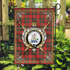 Monypenny Tartan Crest Garden Flag - Celtic Thistle Style
