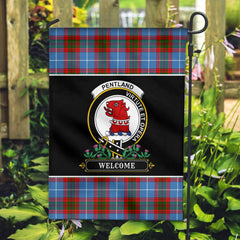 Pentland Tartan Crest Garden Flag - Welcome Style