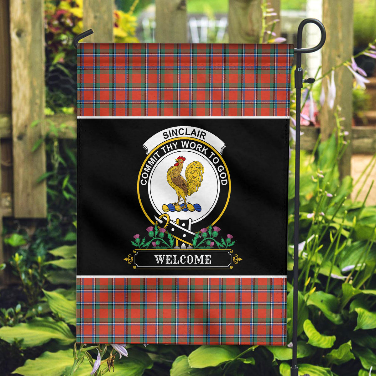 Sinclair Ancient Tartan Crest Garden Flag - Welcome Style