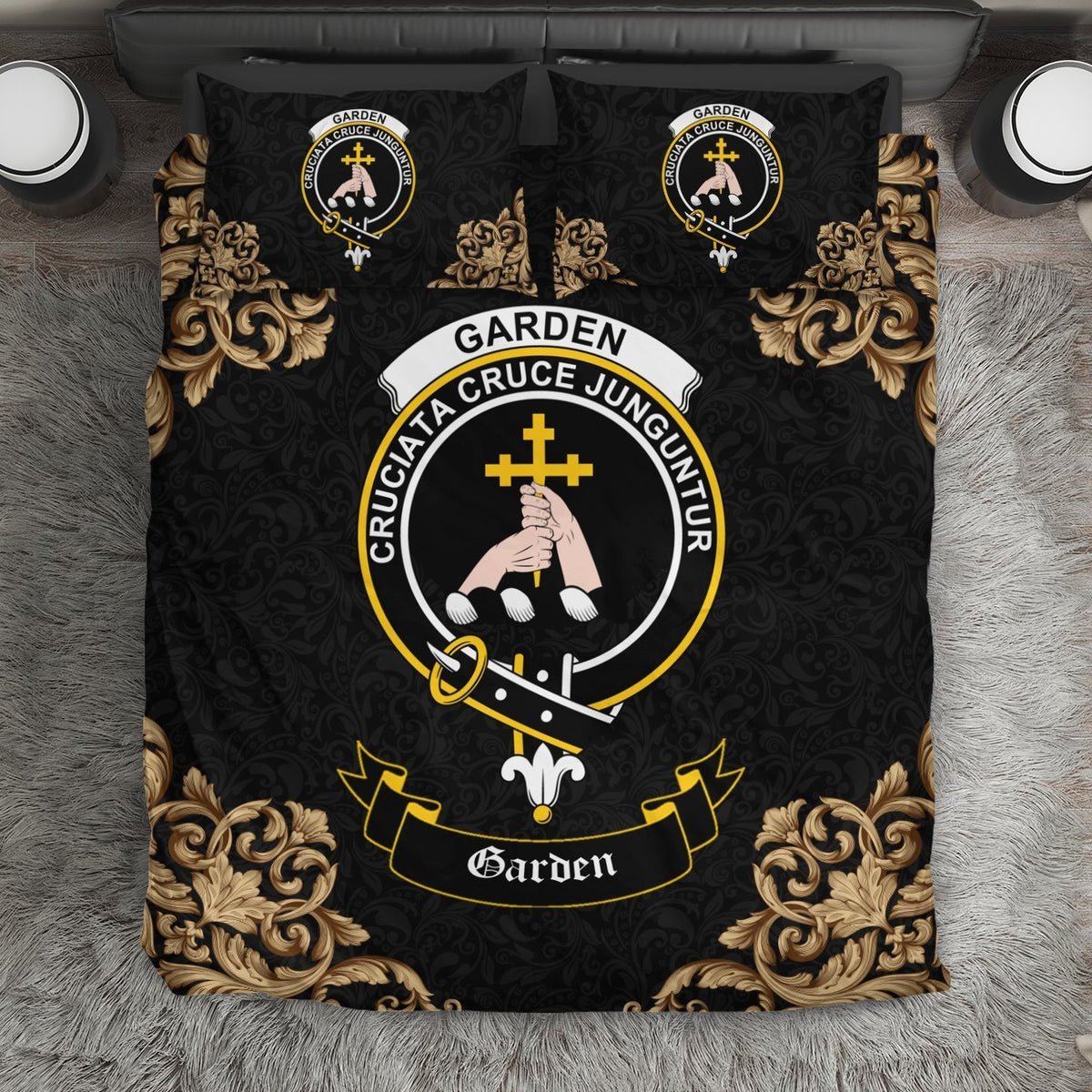 Garden (or Gardyne) Crest Black Bedding Set