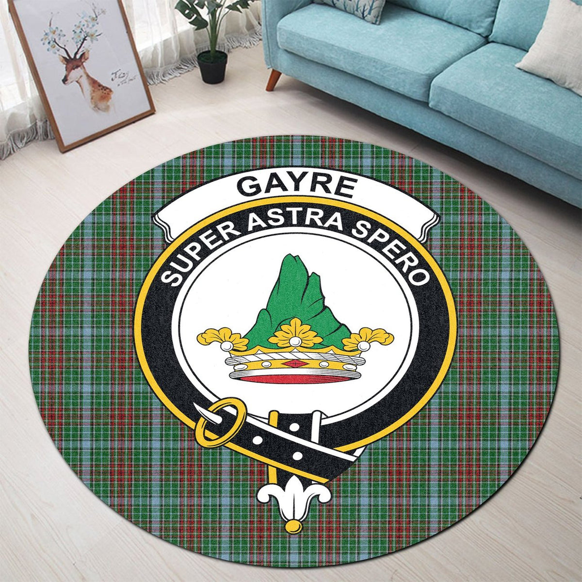 Gayre Tartan Crest Round Rug