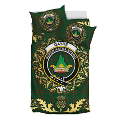 Gayre Bodyguard 01 Tartan Crest Bedding Set - Golden Thistle Style