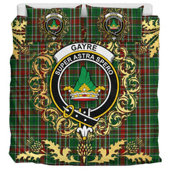 Gayre Bodyguard 02 Tartan Crest Bedding Set - Golden Thistle Style