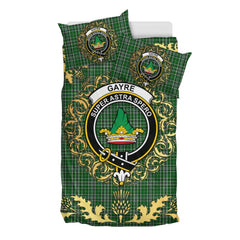 Gayre Dress Tartan Crest Bedding Set - Golden Thistle Style