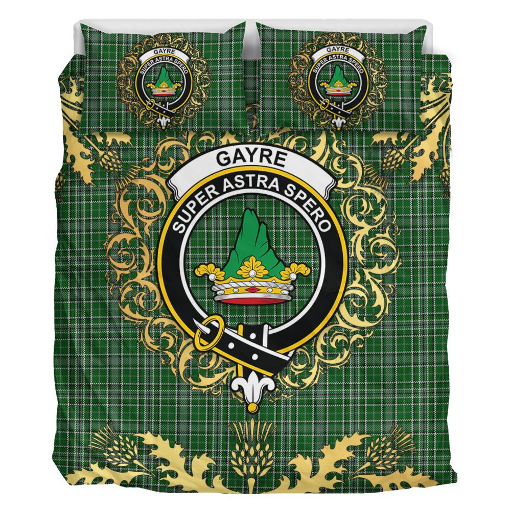 Gayre Dress Tartan Crest Bedding Set - Golden Thistle Style