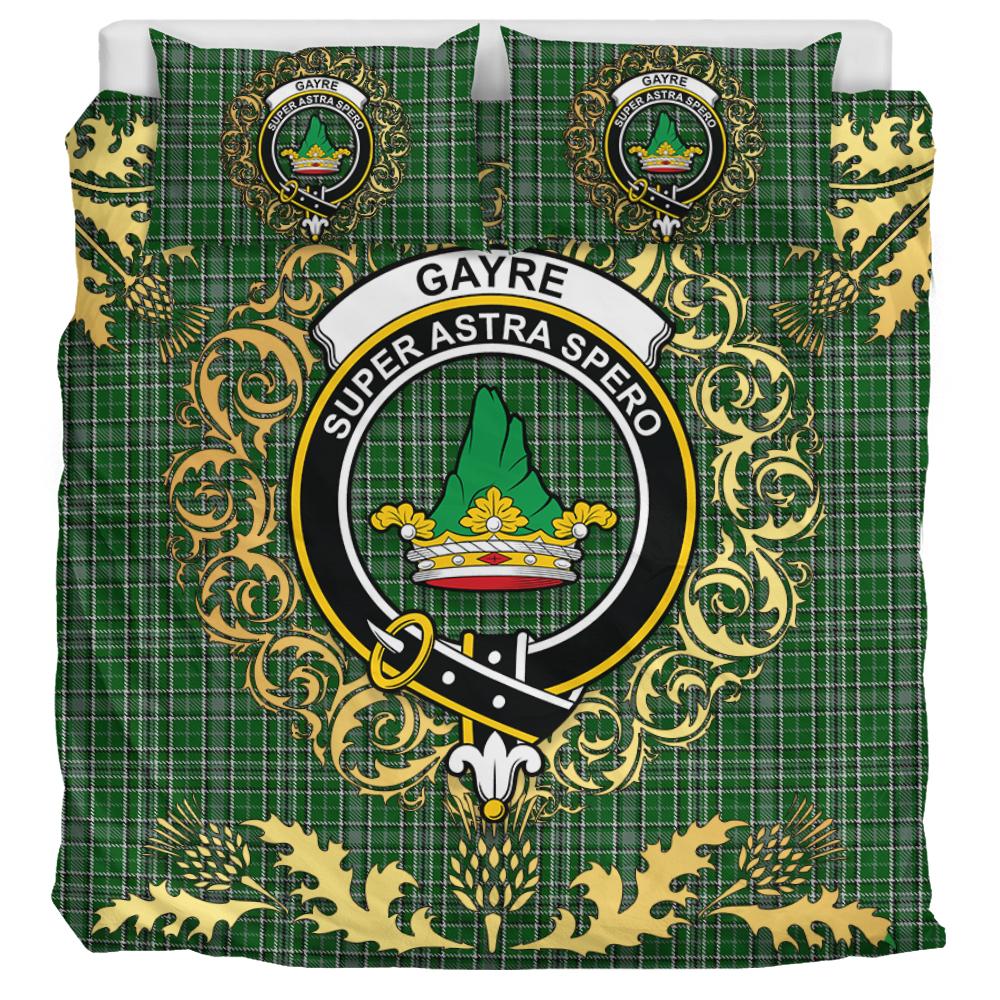 Gayre Dress Tartan Crest Bedding Set - Golden Thistle Style