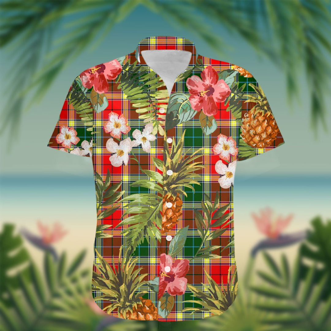 Gibson Tartan Hawaiian Shirt Hibiscus, Coconut, Parrot, Pineapple - Tropical Garden Shirt