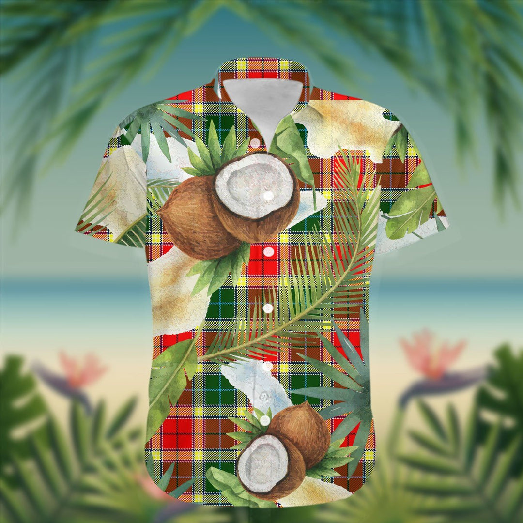 Gibson Tartan Hawaiian Shirt Hibiscus, Coconut, Parrot, Pineapple - Tropical Garden Shirt
