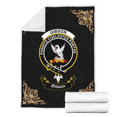 Gibson Crest Tartan Premium Blanket Black