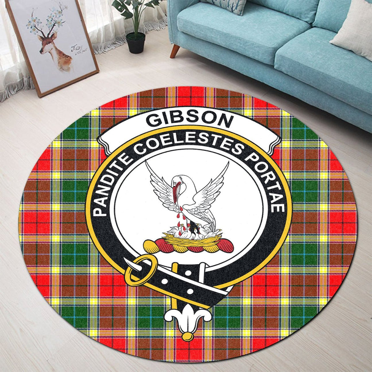 Gibson Tartan Crest Round Rug