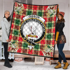 Gibson Tartan Crest Premium Quilt - Gold Thistle Style