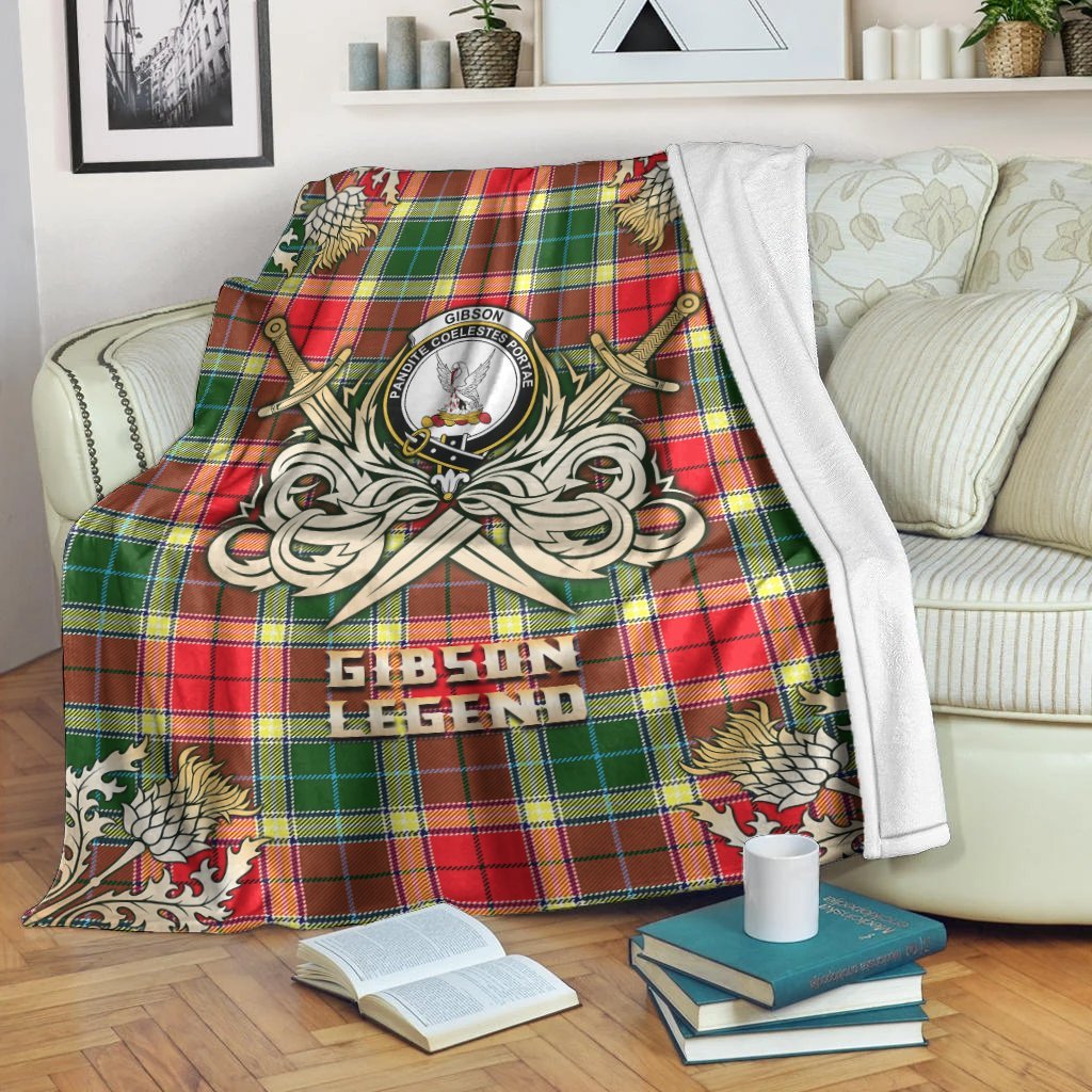 Gibson Tartan Gold Courage Symbol Blanket