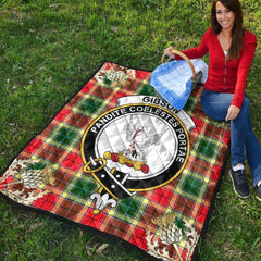 Gibson Tartan Crest Premium Quilt - Gold Thistle Style