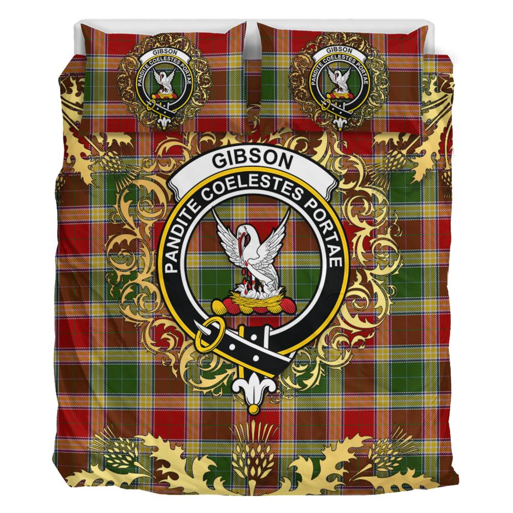 Gibsone (Gibson - Gibbs) 01 Tartan Crest Bedding Set - Golden Thistle Style