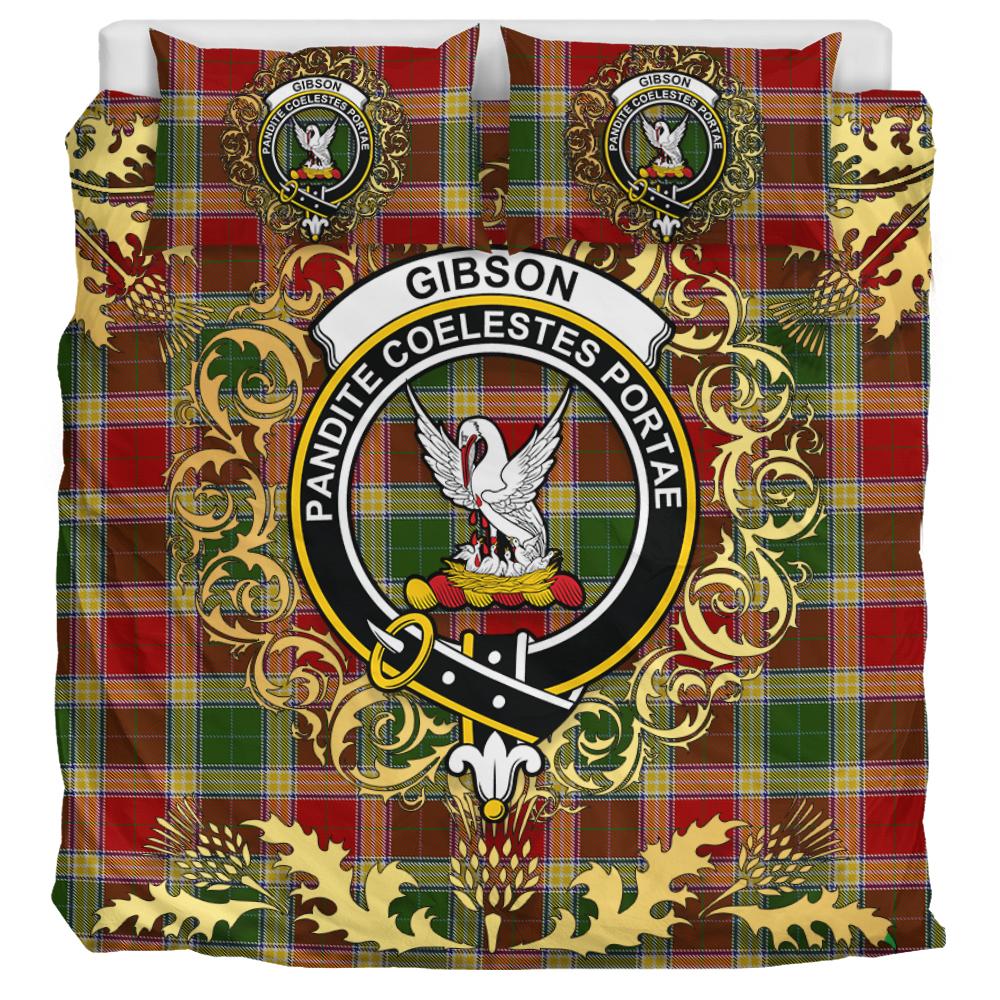 Gibsone (Gibson - Gibbs) 01 Tartan Crest Bedding Set - Golden Thistle Style