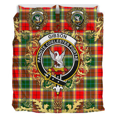 Gibsone (Gibson - Gibbs) 02 Tartan Crest Bedding Set - Golden Thistle Style