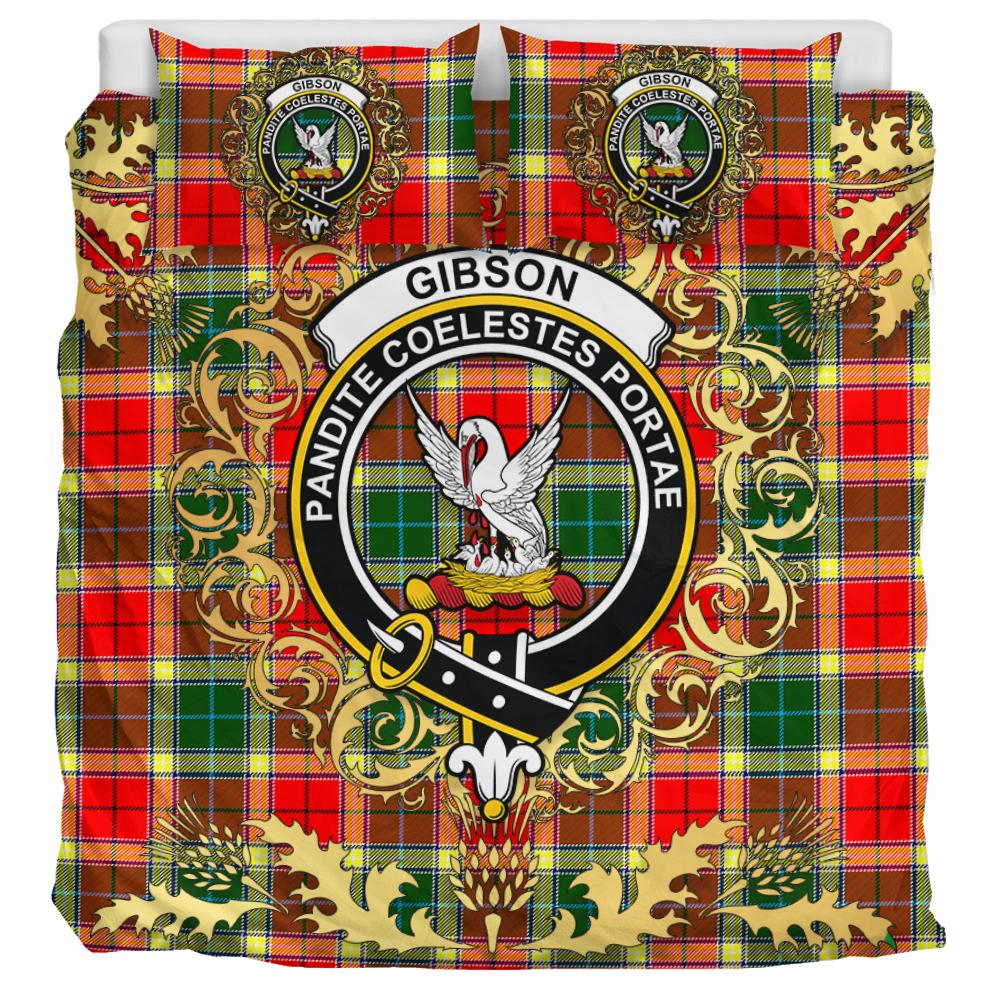 Gibsone (Gibson - Gibbs) 02 Tartan Crest Bedding Set - Golden Thistle Style