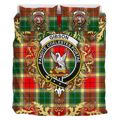 Gibsone (Gibson - Gibbs) 03 Tartan Crest Bedding Set - Golden Thistle Style