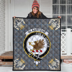 Gladstone Tartan Crest Premium Quilt - Gold Thistle Style