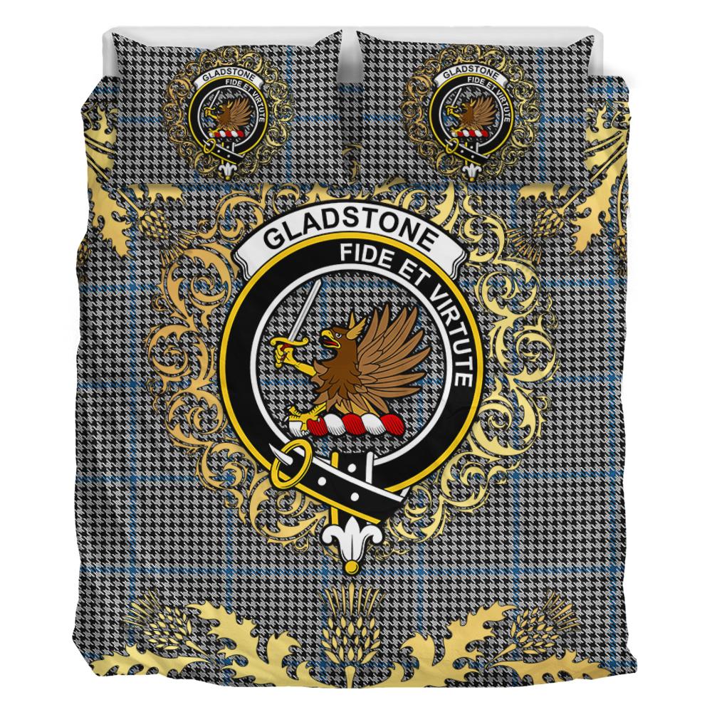 Gladstone Tartan Crest Bedding Set - Golden Thistle Style