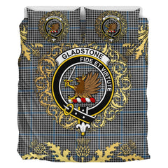 Gladstone Tartan Crest Bedding Set - Golden Thistle Style