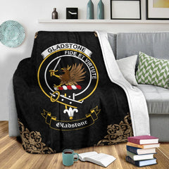 Gladstone (or Gladstanes) Crest Tartan Premium Blanket Black