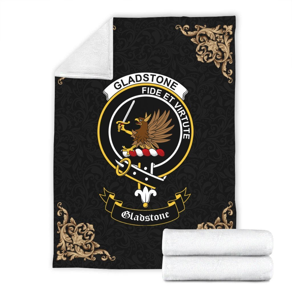 Gladstone (or Gladstanes) Crest Tartan Premium Blanket Black