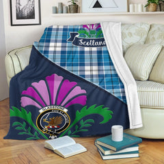 Gladstone Tartan Crest Premium Blanket - Thistle Style