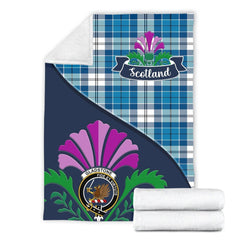Gladstone Tartan Crest Premium Blanket - Thistle Style