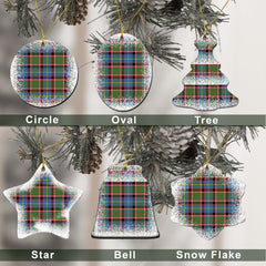 Glass Tartan Christmas Ceramic Ornament - Snow Style