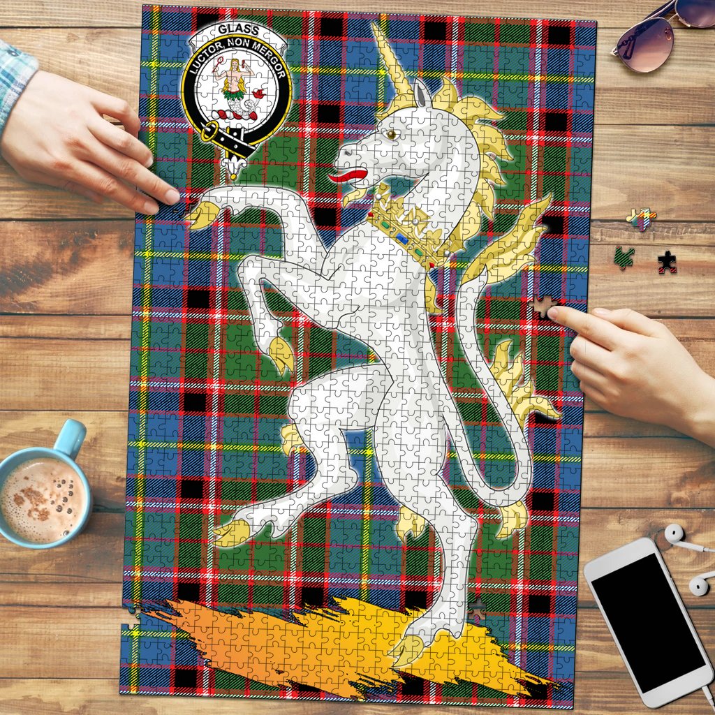 Glass Tartan Crest Unicorn Scotland Jigsaw Puzzles