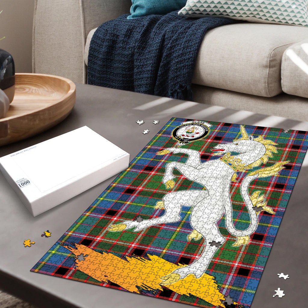 Glass Tartan Crest Unicorn Scotland Jigsaw Puzzles
