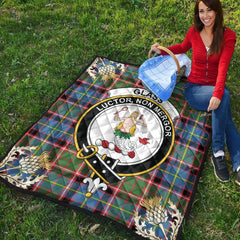 Glass Tartan Crest Premium Quilt - Gold Thistle Style