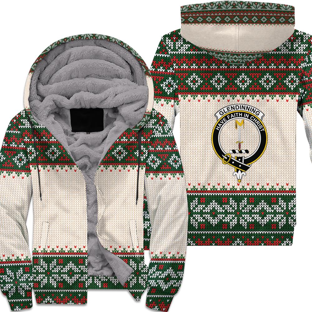Glendinning Tartan Crest Christmas Sherpa Hoodie