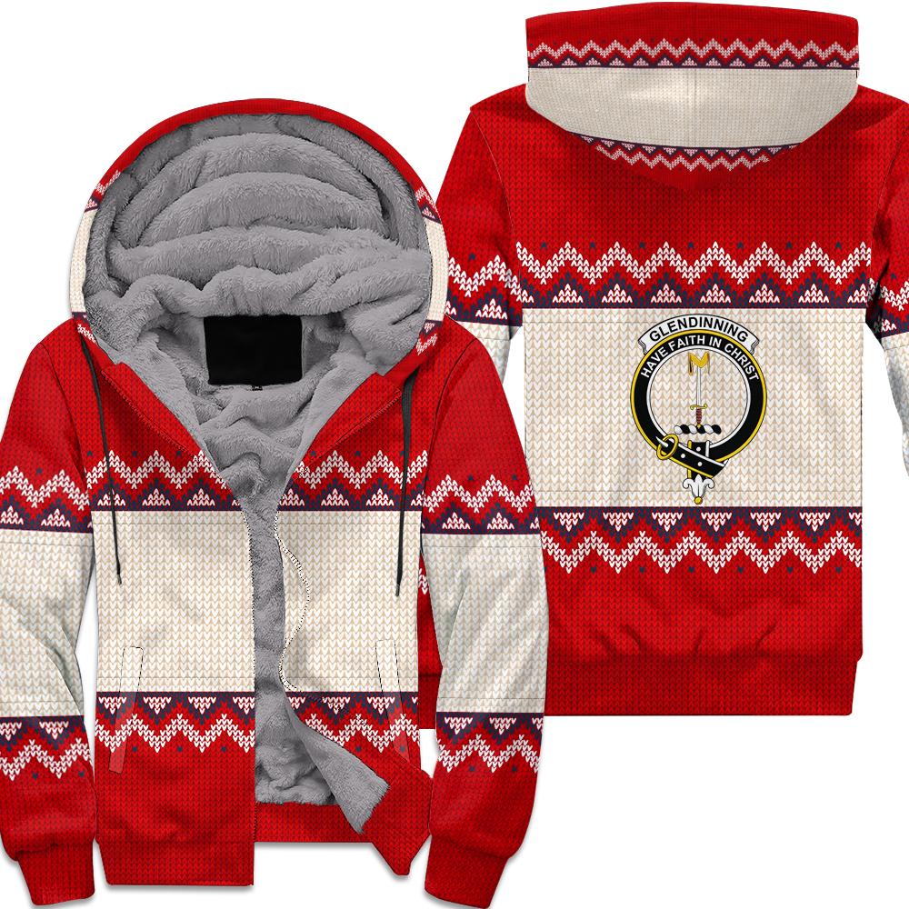 Glendinning Tartan Crest Christmas Sherpa Hoodie