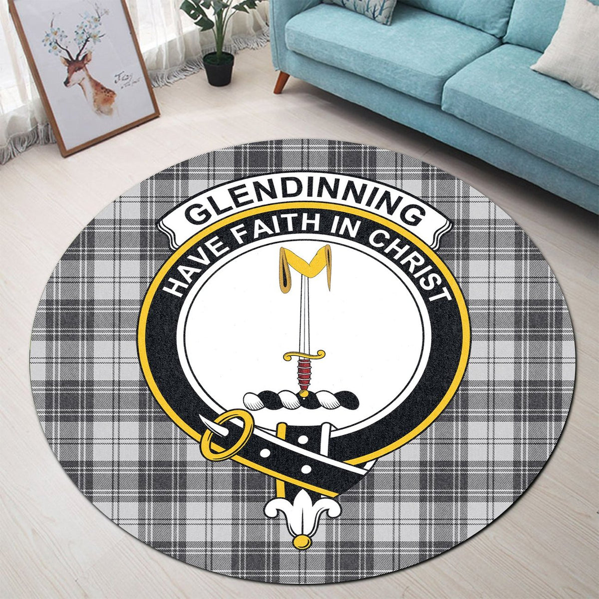 Glendinning Tartan Crest Round Rug