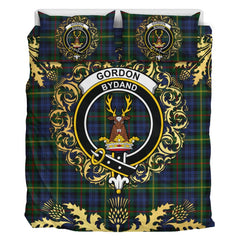 Gordon 04 Tartan Crest Bedding Set - Golden Thistle Style