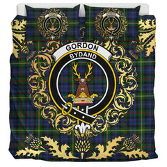 Gordon 04 Tartan Crest Bedding Set - Golden Thistle Style