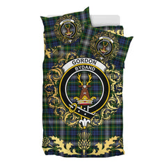Gordon Dress 02 Tartan Crest Bedding Set - Golden Thistle Style