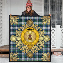 Gordon Dress Ancient Tartan Crest Premium Quilt - Gold Thistle Style