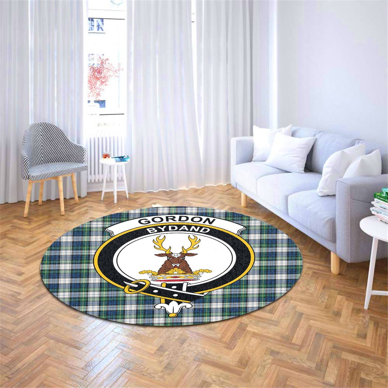 Gordon Dress Ancient Tartan Crest Round Rug