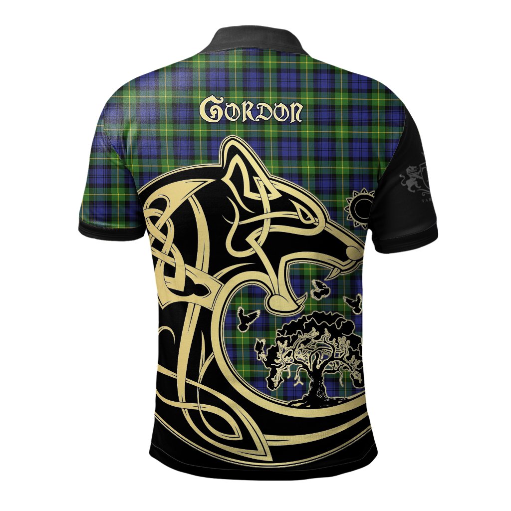 Gordon Modern Tartan Polo Shirt Viking Wolf