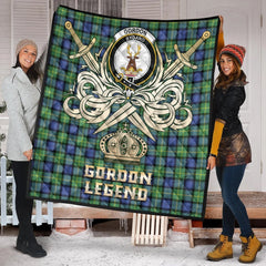Gordon Old Ancient Tartan Crest Legend Gold Royal Premium Quilt